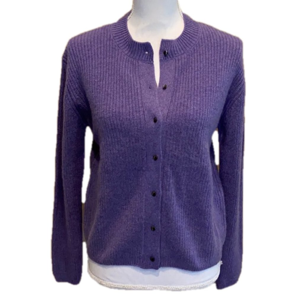One Grey Day Cashmere Cardigan Sweater Purple NWT